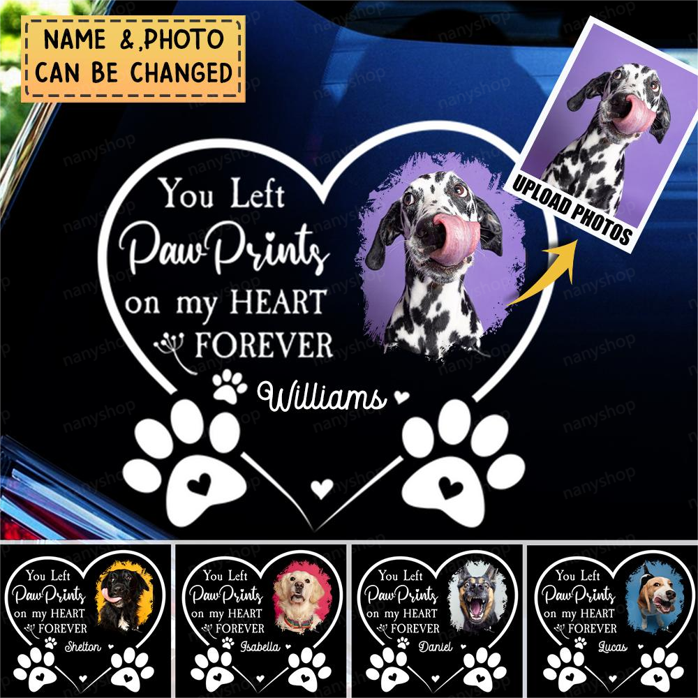 Personalized Dog Lover Decal-Paw Prints On My Heart