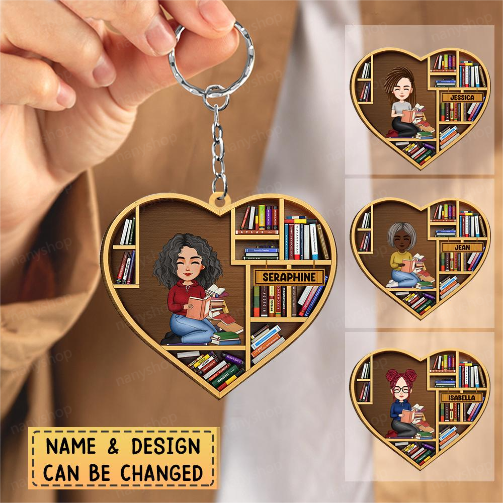 Personalized Custom Shaped Wood Keychain-Gift For Book Lovers