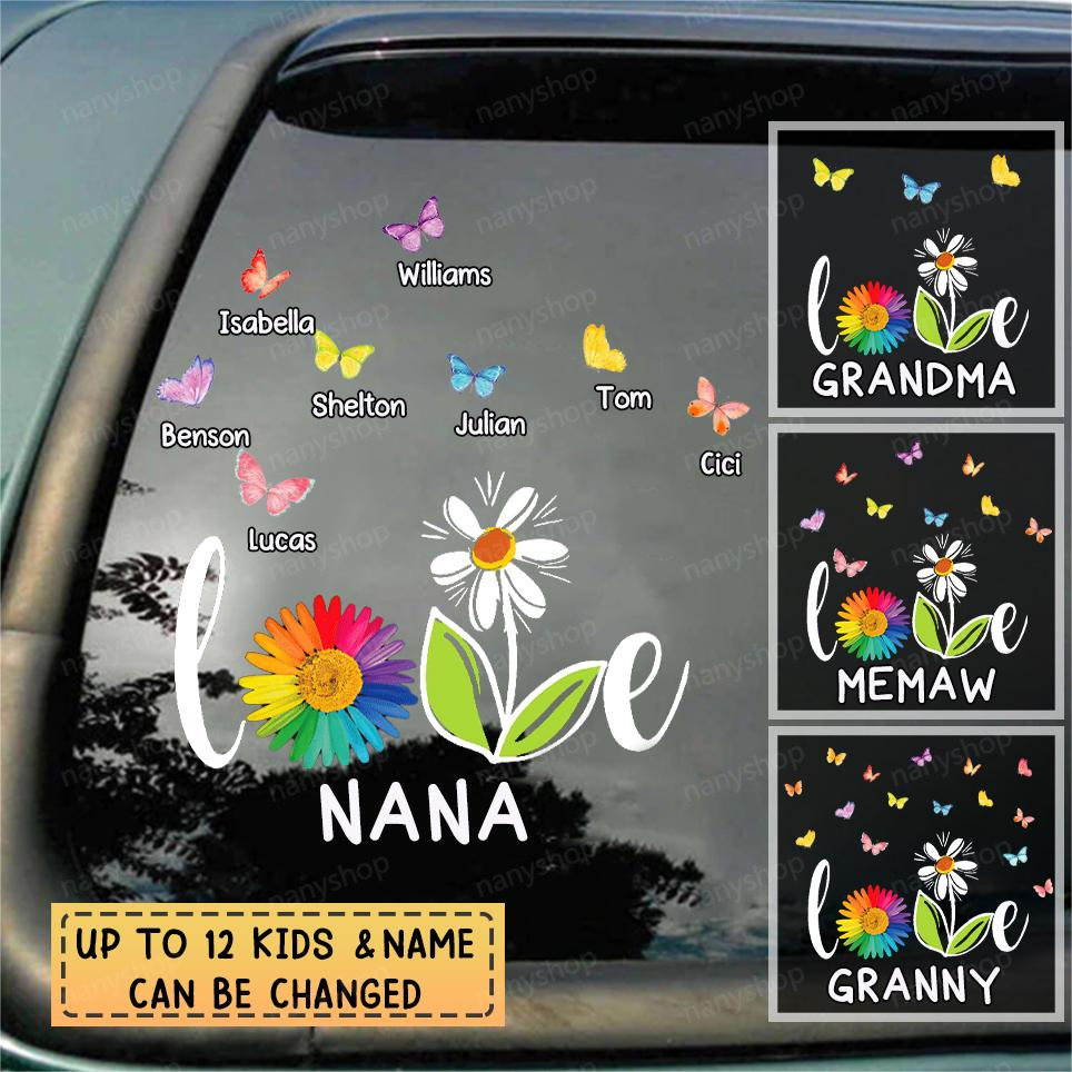 Love Grandma Life Butterfly Personalized Decal