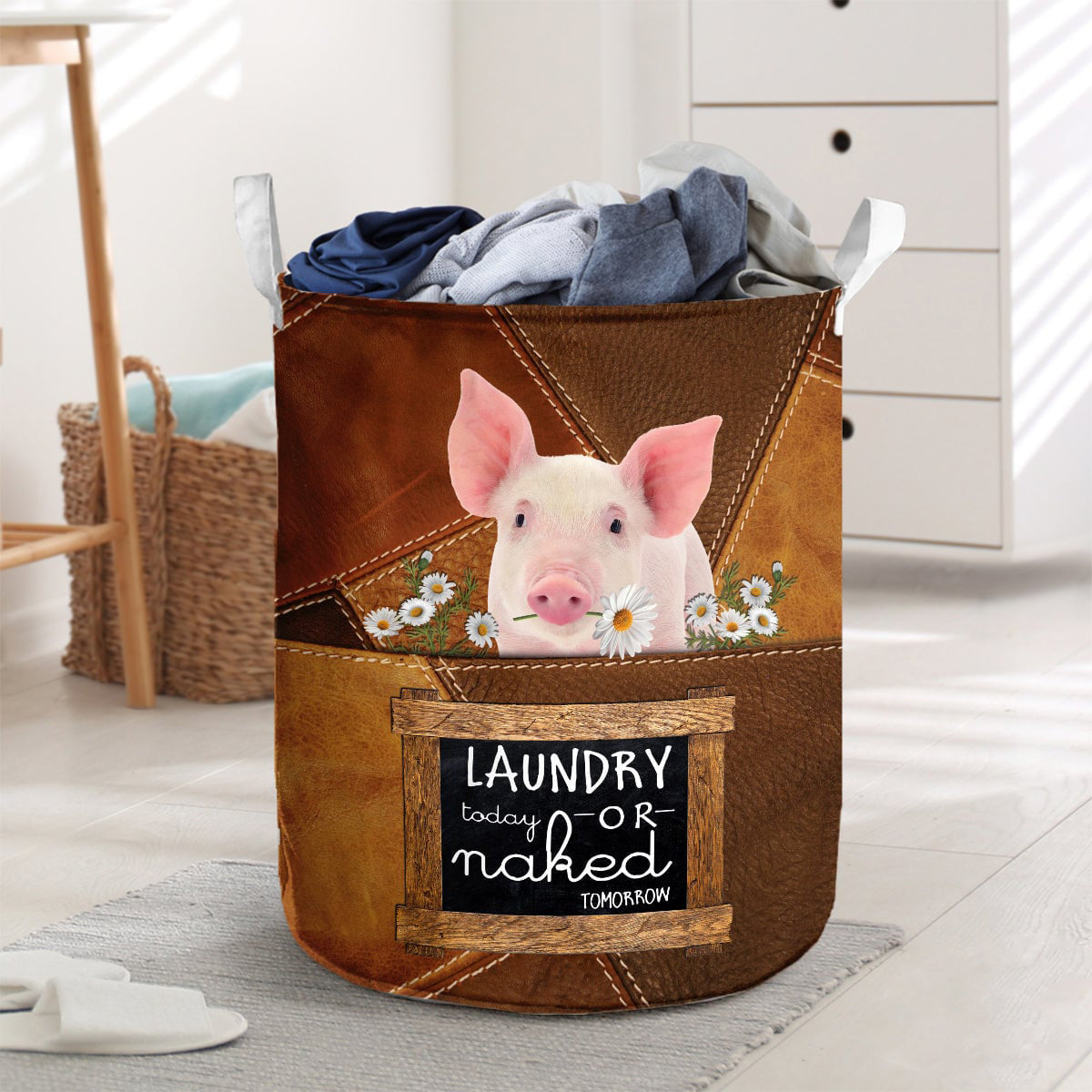 Pig-laundry today or naked tomorrow laundry basket