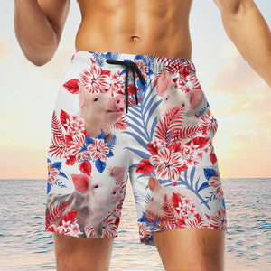 pig In American Flag Pattern Shorts