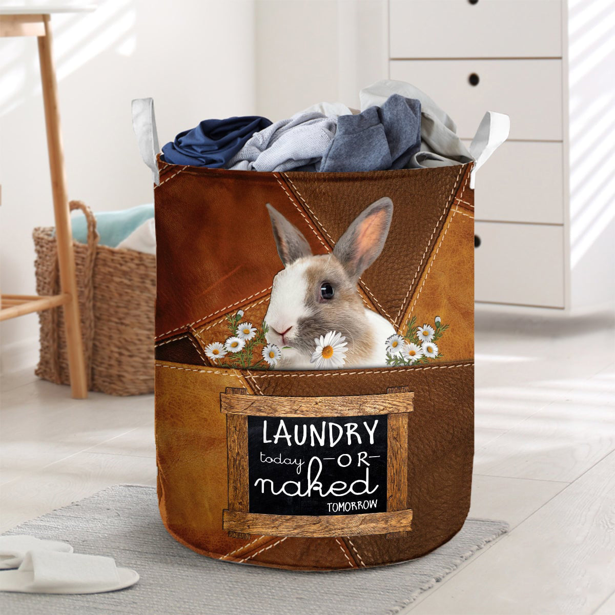 Rabbit-laundry today or naked tomorrow laundry basket