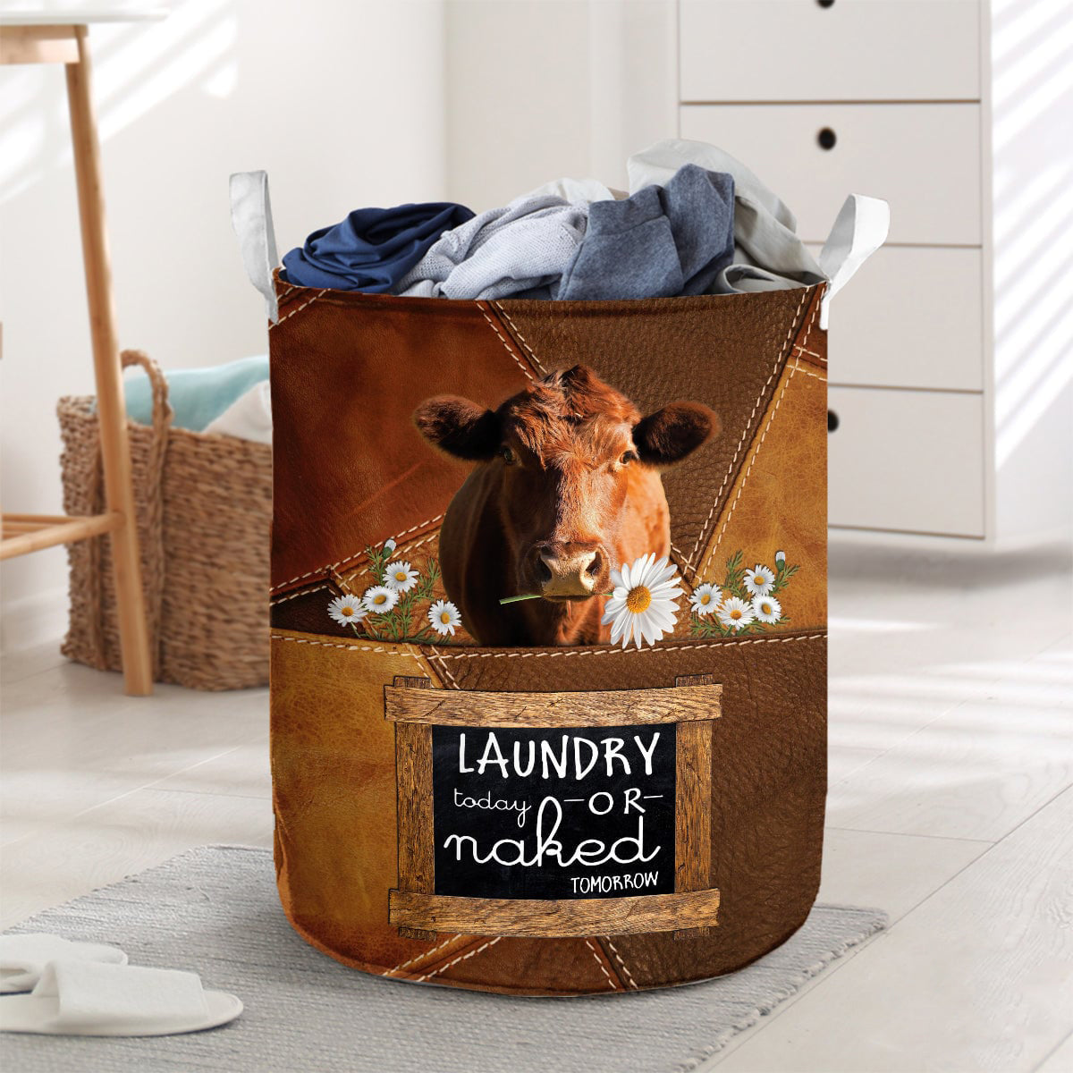 Red angus-laundry today or naked tomorrow laundry basket