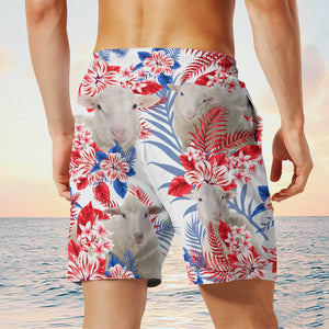 sheep In American Flag Pattern Shorts