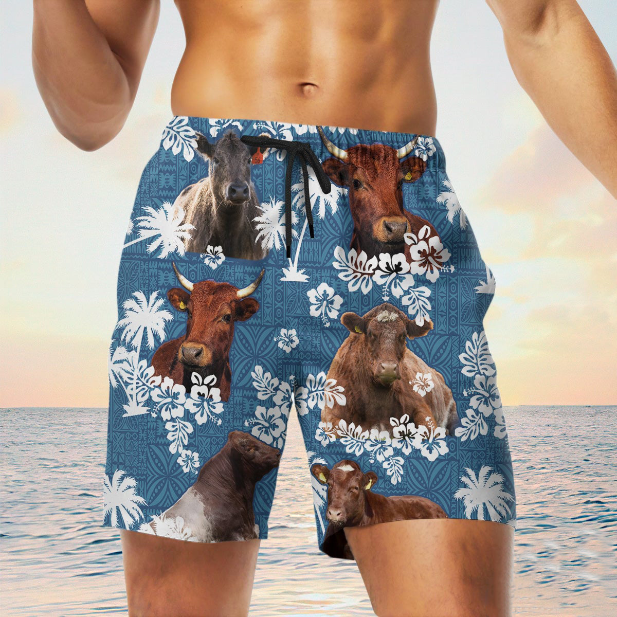 shorthorn Blue Tribal Shorts