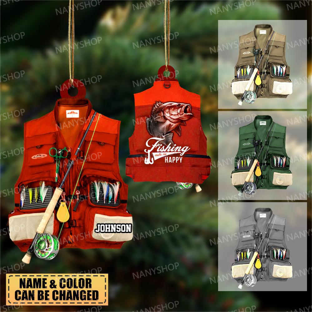 Personalized Fishing Vest Ornament for Fishing Lovers