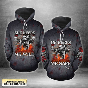 Personalized Skull Couple From Our First Kiss Till Our Last Breath Couple Hoodie