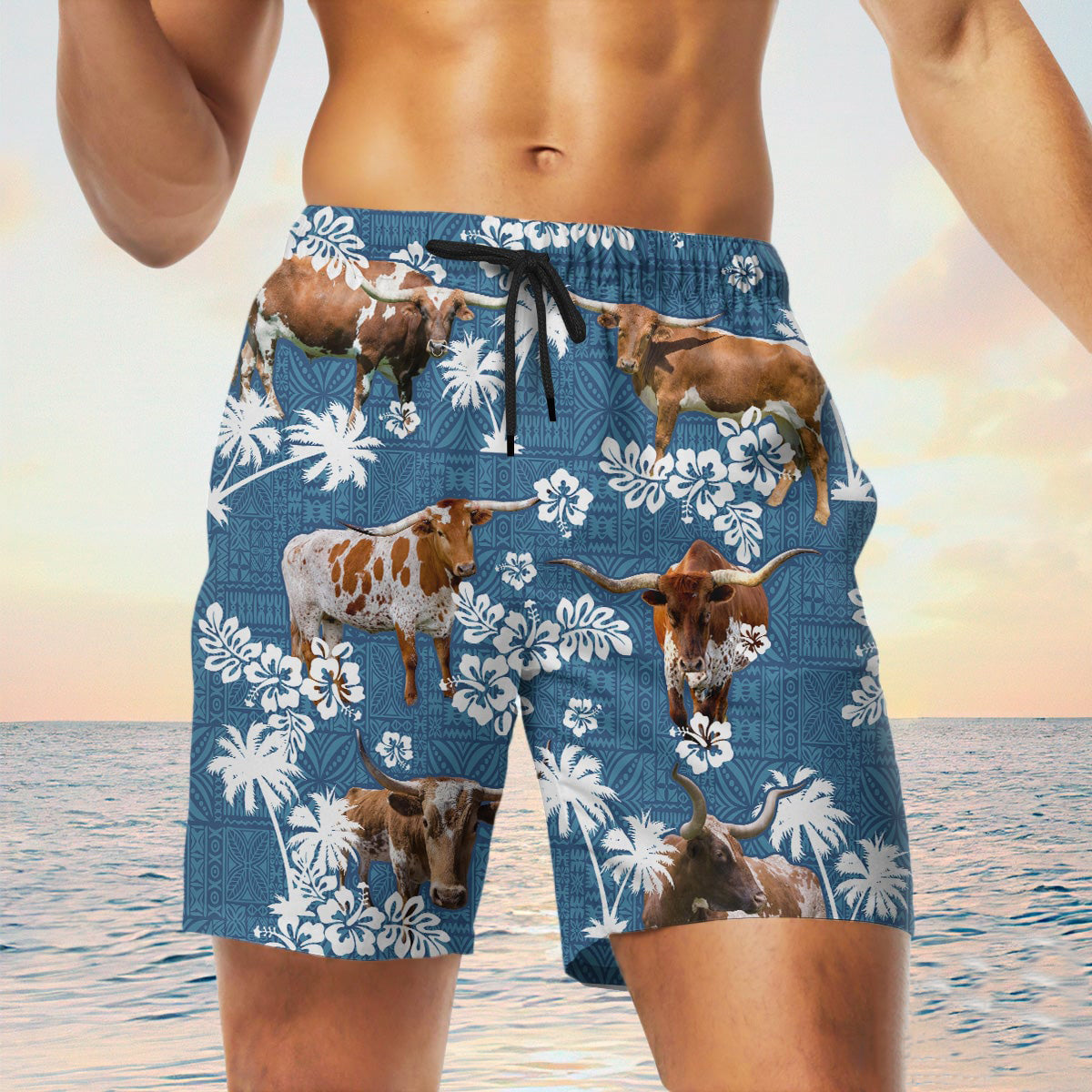 tx longhorn Blue Tribal Shorts