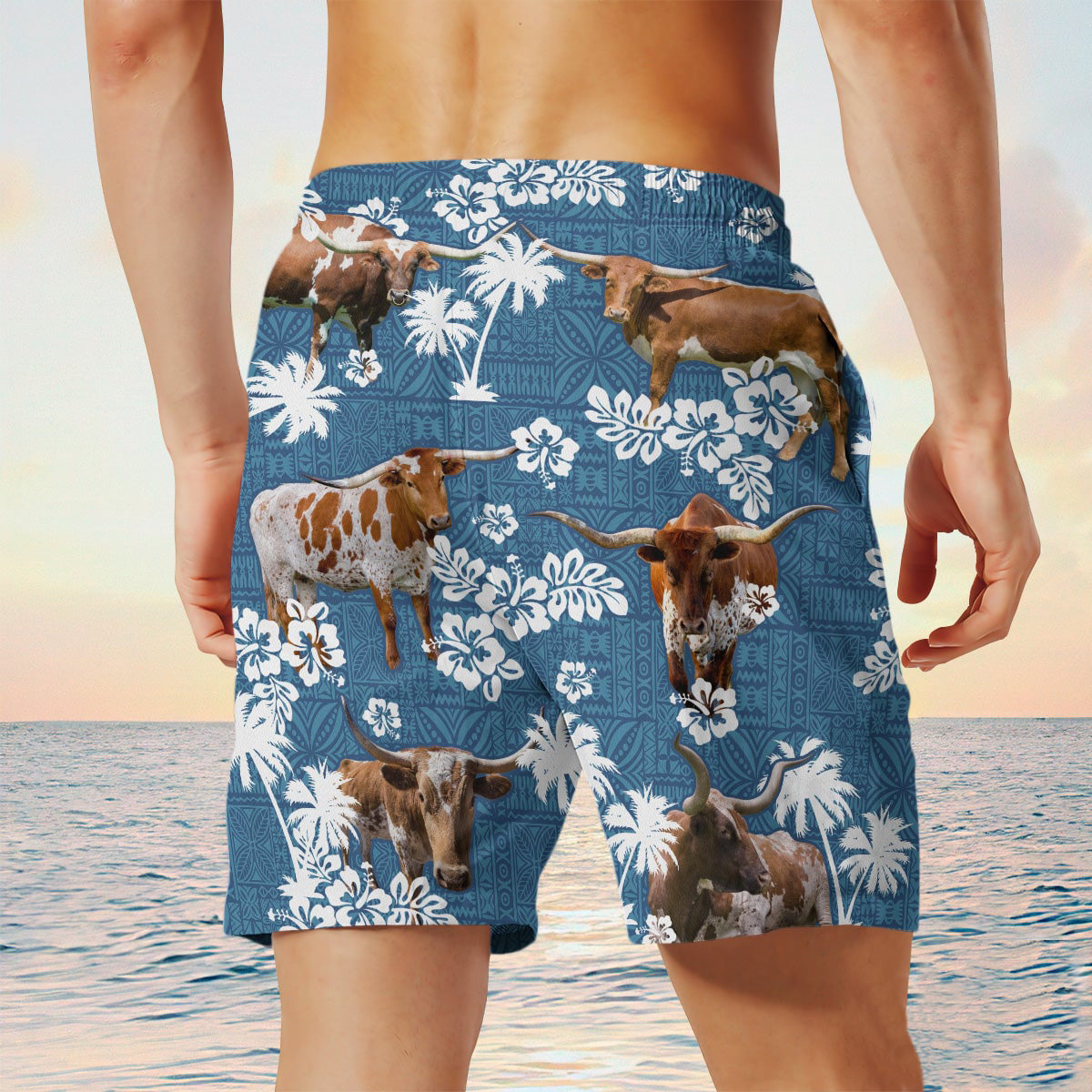 tx longhorn Blue Tribal Shorts