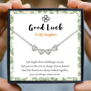 To My Daughter-Four Leaf Clover Necklace Dainty Magnetic Heart Necklace
